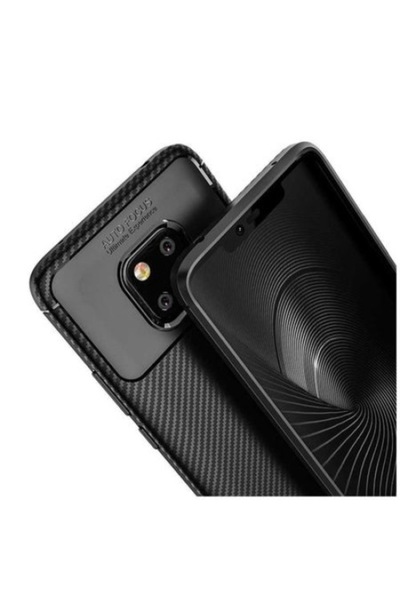 SOHO Shockproof silicone back case with carbon inserts for Huawei Mate 20 Pro, Black