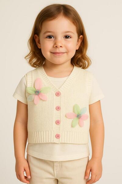 meriç bebe - bütün çocuklar melektir. mrc Girl's Thessaloniki Knitted Floral Knitwear Vest – Age 5-8