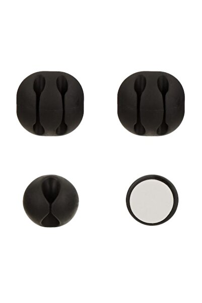 Bibilel Set 4 clipsuri autocolante pentru organizare cabluri, Negru