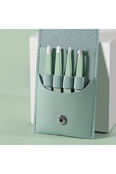 Choice ملقط حواجب أزرق مكون من قطعتين، أداة سحب الشعر الناعم الملون، من الفولاذ المقاوم للصدأ، مائل للحواجب C