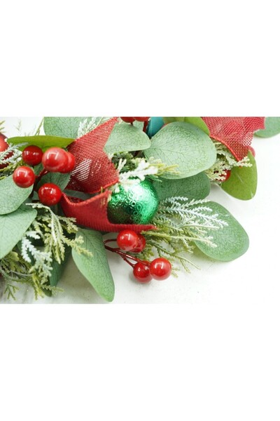 Flippy Christmas Wreath for Door, Green/Red, 40 cm, PVC, Artificial, Decorated,