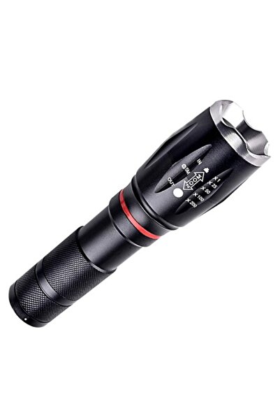 Bibilel LED Zoom Flashlight 10W, 250 lm, 6 Modes, Black/Red