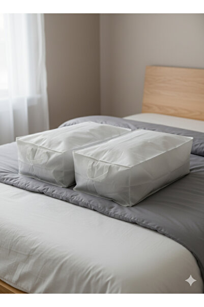 YELLOW STARY HOME DECOR حقيبة تخزين كبيرة بيضاء مكونة من قطعتين لأسفل السرير ...