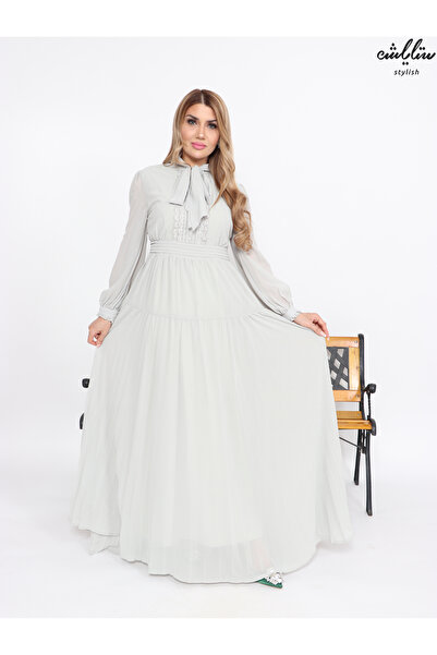 Stylish Long chiffon dress with a soft cut in gray