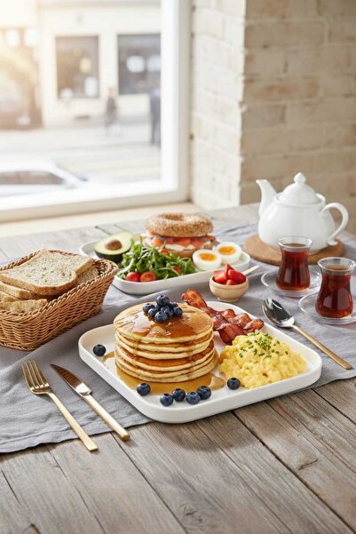 Le Paon 2’li Porselen Kare Servis ve Kahvaltı Tabağı Seti 25x25 cm – Şık Sunum