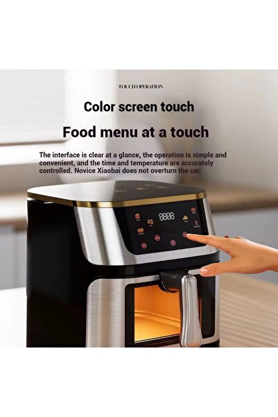 HALEY Friteuză cu aer cald AT-0021, 10L, 2400W, panou LCD tactil, 10 programe presetate, timer