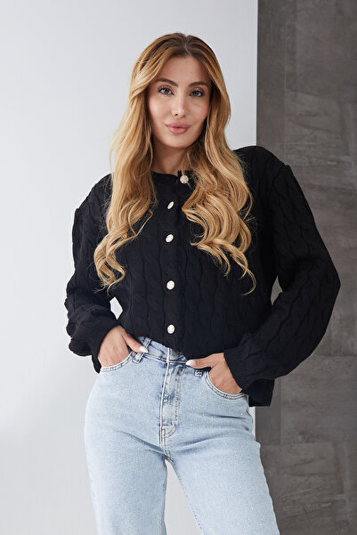 DPARİS Braided Buttoned Knitted Cardigan