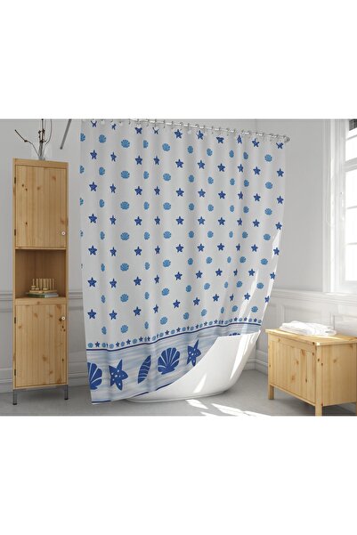 Zethome Завіса для ванної кімнати 1x180x200 Одностулкова завіса для душу Завіса для душової кабіни з кільцем у подарунок 4910 Синя