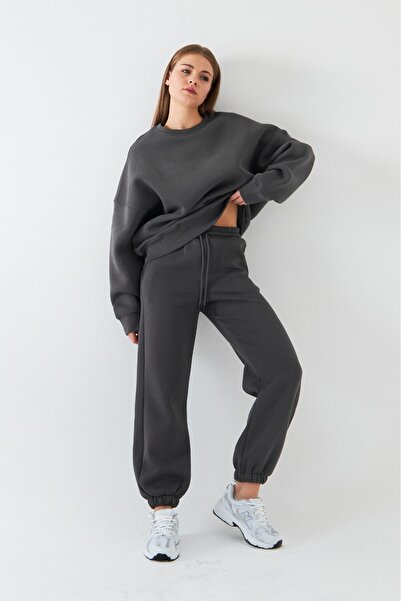 GIA - ART Unisex Oversize Tracksuit Set Basic Smoked – Crew Neck, Elasticated Legs, 3-Thread Fleece