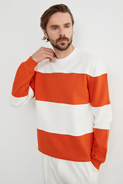 Fulla Moda Renk Bloklu Oversize Bisiklet Yaka Sweatshirt