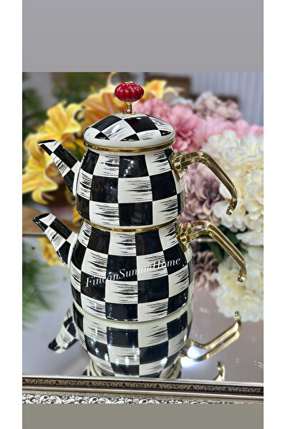 FİNCAN SUNUM HOME Dama Desen Çaydanlık