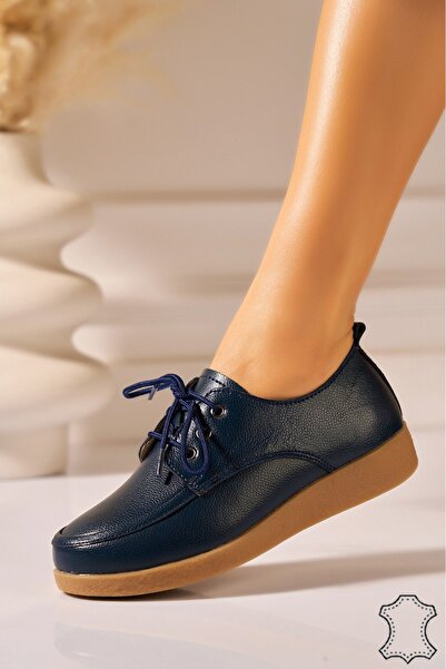 Joana Adelyn Navy Leather Women's Loafers - Size 40