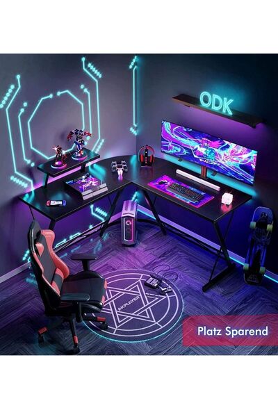 AGD طاولة زاوية كمبيوتر على شكل حرف L مقاس 51 بوصة، مكتب ألعاب منزلي، محطة عم...