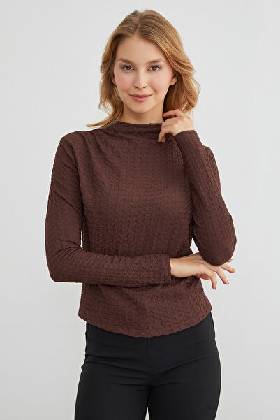 Fulla Moda Μπλούζα με γιακά από ύφασμα γκοφρέ