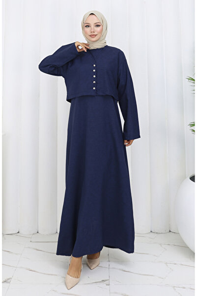 sefamerve Jacket and Gilet Two-Piece Set 2155-01 Navy Blue