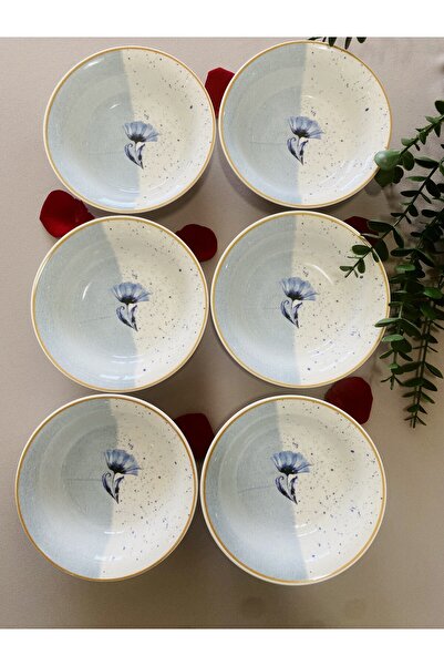 VENÜS HOME DECORATION Mavi Gelincik 6 Adet Çorba kasesi