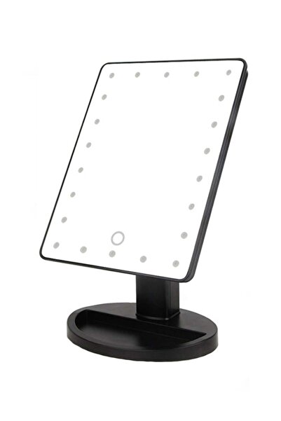 Generic مرآة مكياج مع شاشة لمس LED و22 ضوءًا باللون الأسود 18.5 × 25 سم