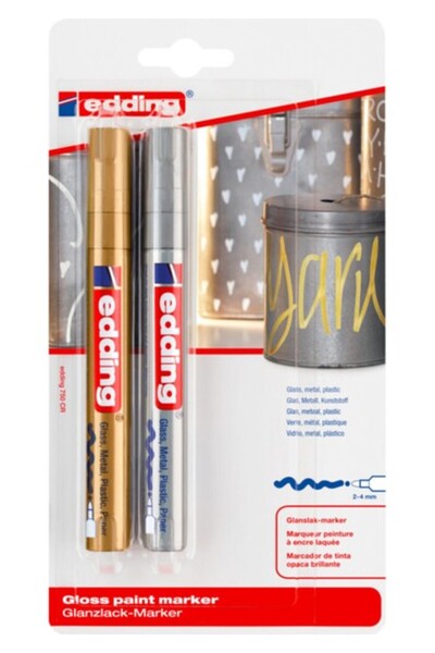 Edding 750 Yuvarlak Uçlu Boya Kalemi 2 Renk Gümüş Altın
