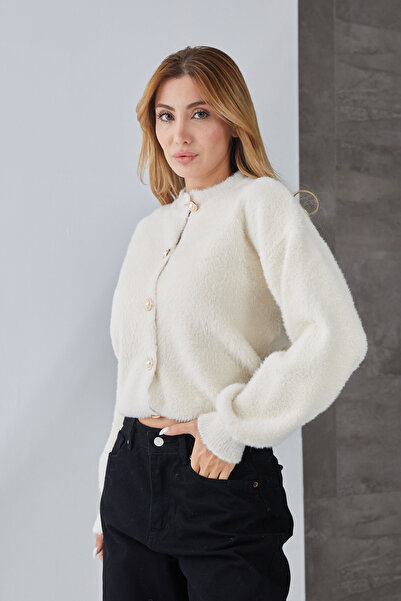 DPARİS Pearl Buttoned Soft Knit Cardigan