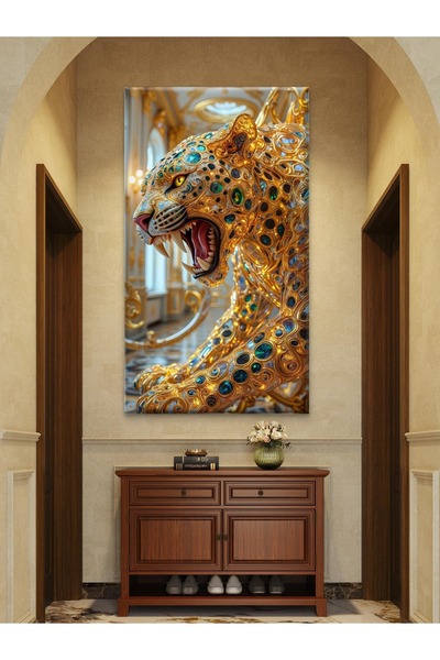 ESLEM CEVHERİN GÜCÜ LEOPAR BASKI KANVAS TABLO
