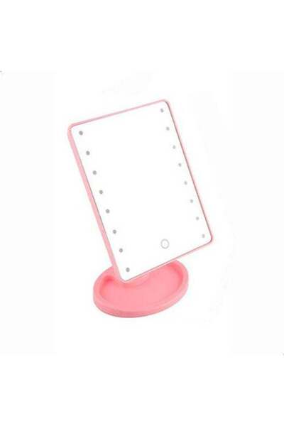 Generic مرآة مكياج LED بقاعدة باللون الوردي