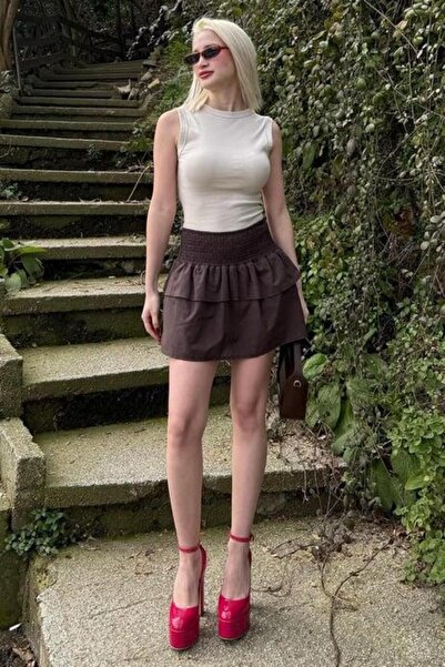 Seeh Fusta mini maro cu etaje Sh321