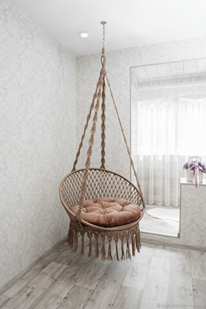 Morvia Arlina Makrome Salıncak | El Yapımı Dekoratif Asma Koltuk | Konforlu M...