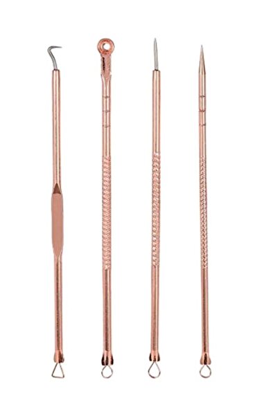 URONN مجموعة أدوات إزالة الرؤوس السوداء وإبر حب الشباب من 4 قطع باللون الذهبي الوردي