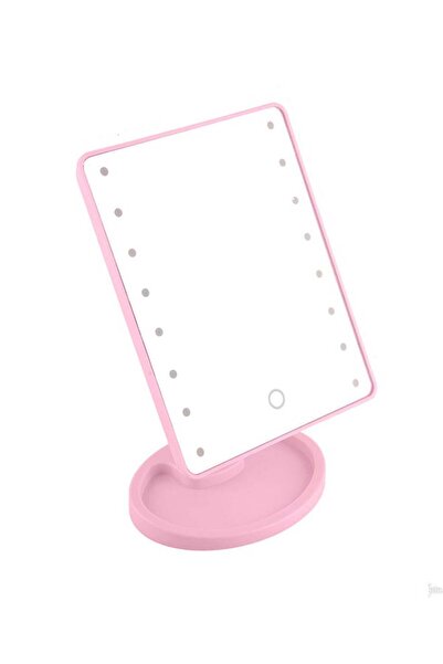 Generic Makeup Mirror With LED Lights Pink 14x8x5inch