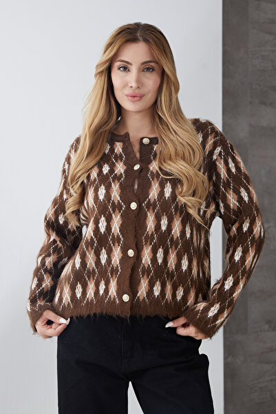 DPARİS Diamond Patterned Buttoned Knitwear Cardigan