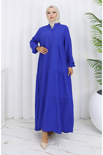 sefamerve Viscose Fabric Half Buttoned Dress 4125-06 Saks