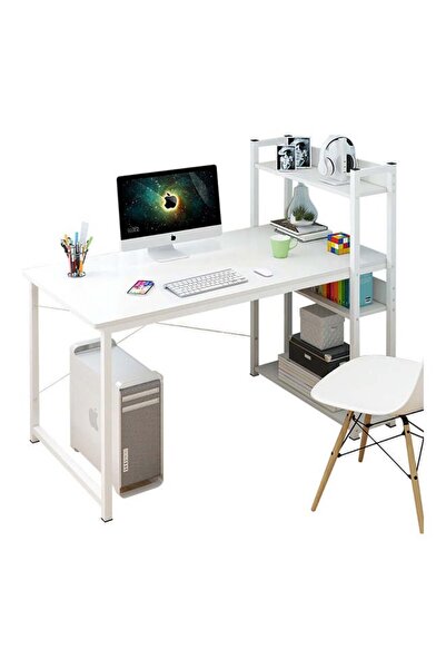 AGD Yantenz Study Table with Storage Computer Desk, White 120 x 55 x 72 cm