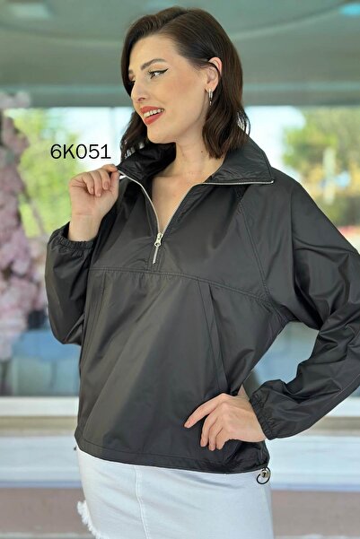 İnce Topuk Parachute Half Zip Raincoat 6K051