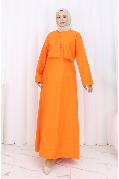 sefamerve Σετ Μπουφάν και Ζιλέ 2155-04 Πορτοκαλί