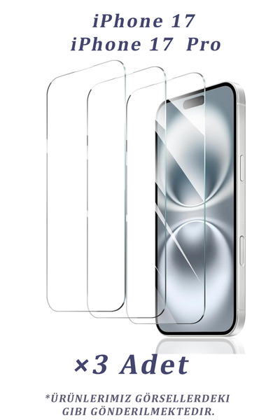 Glazef 3 ADET iPhone 17 / iPhone 17 Pro Uyumlu Temperli Cam Ekran Koruyucu Kı...