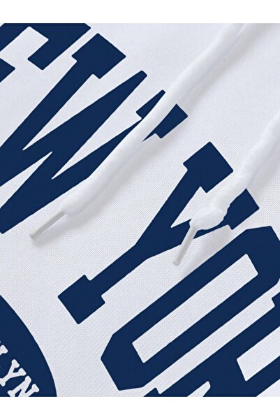 AFROGİYİM Γυναικείο φούτερ με κουκούλα με στάμπα Νέας Υόρκης με 2 κλωστές