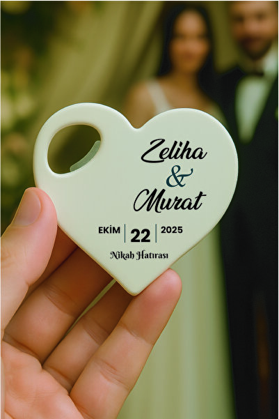 Evashophediyelik Düğün Nişan Söz Nikah Mevlüd Hediyesi Kalp Magnet Açacak Mod...