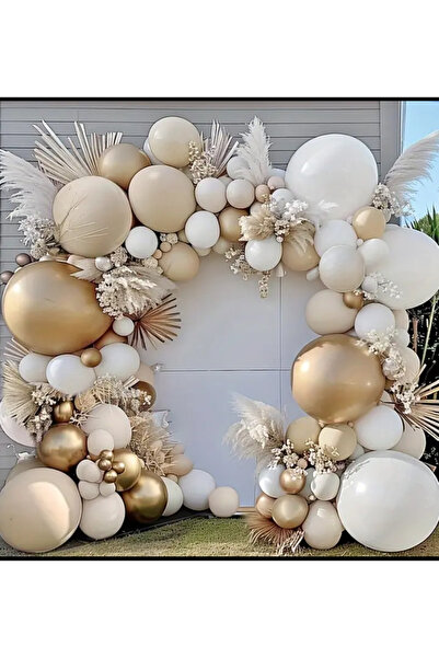 Çemrek Süs Parti مجموعة سلسلة بالونات كروم ذهبية بيضاء من ديز كوم مكونة من 10...