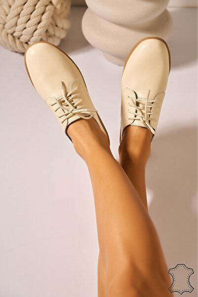 Joana Women's Beige Leather Loafers Delia 41