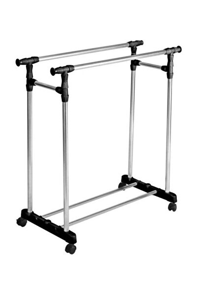 Generic رف عمود مزدوج قابل للتعديل باللون الفضي/الأسود