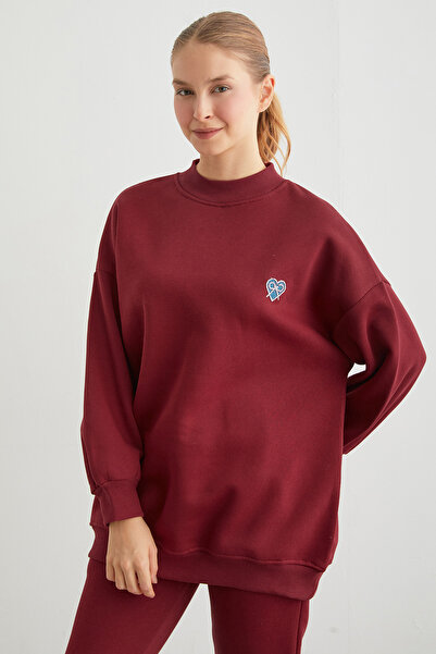 Fulla Moda Hanorac oversize cu 3 fire brodate cu pietre