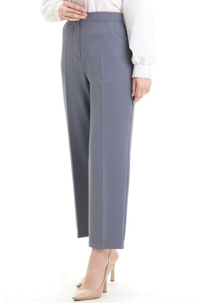 sefamerve Plus Size Pocketed Trousers 4003-03 Gray