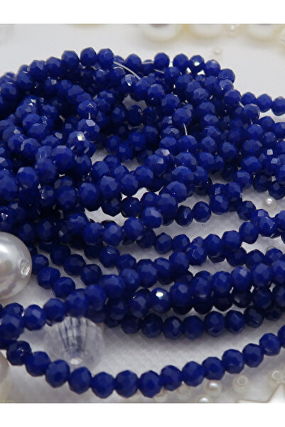 Boncuk Abla 1 dizi 4mm Yassı Kristal Boncuk Mat Koyu Lacivert Takı Yapımı Cam...