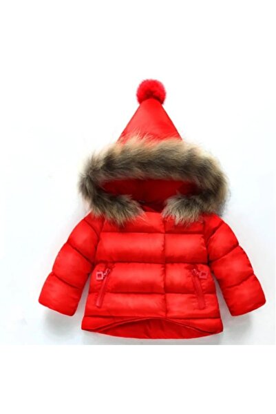Superbaby Red fleece jacket for children with pompom