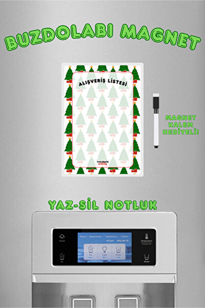 The Grade Yaz Sil Yılbaşı Çam Ağaç Alışveriş Listesi Buzdolabı Magnetli Notlu...