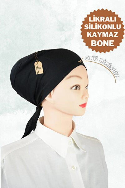 Tergek قبعة سيليكون ليكرا غير قابلة للانزلاق باللون الأسود، قبعة بدون خياطة من الأمام