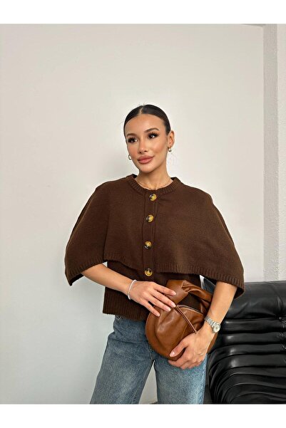 DEHA textile Buttoned Loose Fitting Poncho Cardigan