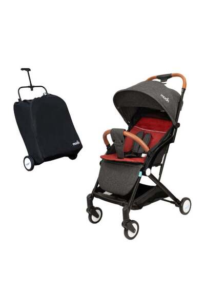 Moon Ritzi Cabin Stroller - Lightweight, Compact, Black/Red (0-3 Years, up to 15 Kg)