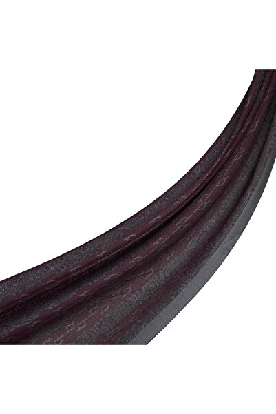 ipekevi Monogram Patterned Tencel Shawl 02891-Purple Smoked