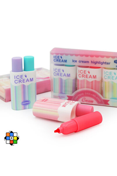 NaSaDAN Ice Cream Highlighter – Pastel Çift Renkli Fosforlu Kalem Seti 3’lü (...